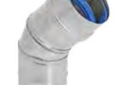DuraVent® FasNSeal® FSELB4504 Vent Elbow, 4 in, 45 deg, Stainless Steel, 27 ga