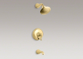 Kohler T16115-4A-PB Rite-Temp(R) Pressure-Balancing Bath and Shower Faucet, Traditional Lever Handle