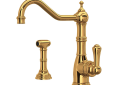 Perrin & Rowe U.4746EG-2 Edwardian Kitchen Faucet Pulldown Single Trattoria, 1.8 gpm Flow Rate, Gold, Import