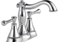DELTA® 2597LF-MPU Cassidy™ Centerset Lavatory Faucet, Polished Chrome, 2 Handles, Metal Pop-Up Drain, 1.2 gpm Flow Rate