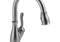 DELTA® 9178-AR-DST Leland® Kitchen Faucet, 1.8 gpm Flow Rate, Arctic™ Stainless Steel, 1 Handles, 1/3 Faucet Holes, Function: Traditional, Import, Commercial