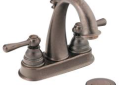 Moen® 6121ORB Kingsley® Centerset Bathroom Faucet, Oil Rubbed Bronze, 2 Handles, Metal Pop-Up Drain, 1.2 to 1.5 gpm Flow Rate