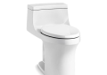 Kohler® 5172-RA-0 Comfort Height® 1-Piece Toilet With Left-Hand Trip Lever, San Souci®, Compact Elongated Bowl, 16-1/2 in H Rim, 12 in Rough-In, 1.28 gpf, White