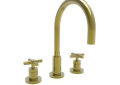 Newport Brass® 990/04 Model 990 Widespread Lavatory Faucet, East Linear, 1.2 gpm Flow Rate, 6-1/8 in H Spout, 8 to 20 in Center, PVD Satin Brass, 2 Handles, Pop-Up Drain