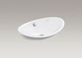 Kohler® 5403-W-0 Iron Plains™ Vessel Bathroom Sink With Overflow Drain, Oval Shape, 20-3/4 in W x 14-1/4 in D x 6-5/8 in H, Above-Counter Mount, Enameled Cast Iron, White