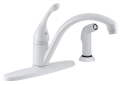 DELTA® 440-WH-DST Collins™ Kitchen Faucet, 1.8 gpm Flow Rate, 8 in Center, Swivel Spout, White, 1 Handles, Domestic