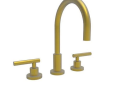 Newport Brass® 990L/10 Model 990L Widespread Lavatory Faucet, East Linear, 1.2 gpm Flow Rate, 6-1/8 in H Spout, 8 to 20 in Center, PVD Satin Bronze, 2 Handles, Pop-Up Drain