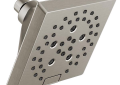 DELTA® 52664-SS Universal Angular Modern Raincan Shower Head, 1.75 gpm Max Flow, 5 Sprays, 5-13/16 in L x 5-13/16 in W x 3-15/16 in H Head, Import