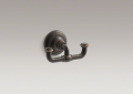 Kohler® 72572-2BZ Artifacts® Robe Hook, 2 Hooks, 2-5/8 in OAH x 4-7/8 in OAW x 2-5/8 in OAD, Metal