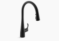 Kohler® 596-BL Simplice® Kitchen Sink Faucet, 1.8 gpm Flow Rate, Matte Black, 1 Handles, 1 or 3 Faucet Holes, Function: Traditional