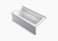 Kohler® 1948-LA-0 Archer® Bathtub With Integral Apron and 3-Side Integral Flange, Soaking Hydrotherapy, Rectangular Shape, 66 in L x 32 in W, Left Drain, White