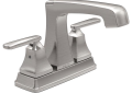 DELTA® 2564-SSMPU-DST Ashlyn® Centerset Lavatory Faucet, Stainless Steel, 2 Handles, Metal Pop-Up Drain, 1.2 gpm Flow Rate