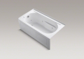 Kohler® 1357-LA-0 Devonshire® Bathtub, Whirlpool, Rectangle Shape, 60 in L x 32 in W, Left Drain, White