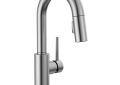 DELTA® 9959T-AR-DST Touch2O® Pull-Down Bar/Prep Faucet, Trinsic®, Arctic™ Stainless Steel, 1 Handle, 8 in Center, 1.8 gpm