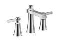Moen® TS6984 Flara™ Widespread Bathroom Faucet, Commercial, 1.2 gpm Flow Rate, 4-3/4 in H Spout, 8 to 16 in Center, Chrome, 2 Handles, Lift Rod Drain, Domestic