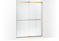Kohler® 702430-L-2MB 702430-L Levity® Plus Sliding Shower Door, Frameless Frame, Crystal Clear Tempered Glass, Vibrant Brushed Moderne Brass, 3/8 in THK Glass, 75-5/8 in H Opening, 56-5/8 to 59-5/8 in W Opening