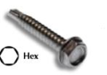 Metallics JTEKD1 Self-Drilling and Tapping Screw, #8-18, 1/2 in OAL, Hex Washer Head, Hex Drive, Steel, Zinc Chromate, Drill Point