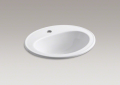 Kohler® 2196-1-0 Pennington® Self-Rimming Bathroom Sink With Overflow Drain, Oval Shape, 20-1/4 in W x 17-1/2 in D x 8-1/2 in H, Drop-In Mount, Vitreous China, White