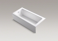 Kohler® 847-0 Bellwether® Bathtub With Integral Front Apron, Soaking Hydrotherapy, Rectangular Shape, 66 in L x 32 in W, Left Drain, Enamel Coated/White