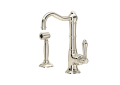 ROHL A3650LMWSPN-2 Cinquanta C-Spout Kitchen Faucet With Sidespray - Polished Nickel