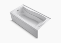 Kohler® 1259-LA-0 Mariposa® Bathtub With Integral Apron and Integral Flange, Soaking Hydrotherapy, Rectangle Shape, 72 in L x 36 in W, Left Drain, White