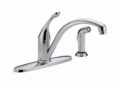 DELTA® 440-WE-DST Collins™ Kitchen Faucet, 1.5 gpm Flow Rate, 8 in Center, Swivel Spout, Polished Chrome, 1 Handles, Domestic