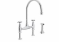 Rohl® U.4718X-APC-2 Perrin & Rowe® Bridge Kitchen Faucet With Side Spray, 1.8 gpm Flow Rate, 7-7/8 in Center, Swivel Spout, Polished Chrome, 2 Handles