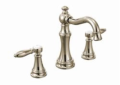 Moen® TS42108NL TS42108 Weymouth™ Bathroom Faucet, 1.2 to 1.5 gpm Flow Rate, 5-1/4 in H Spout, 8 to 16 in Center, Polished Nickel, 2 Handles, Pop-Up Drain, Import