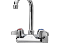 Krowne® 10-400L Silver Wall Mount Faucet, 2 gpm, 4 in Center, Gooseneck Spout, Side Spray(Y/N): No, Import