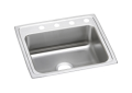 Elkay® PSR25213 Celebrity® Kitchen Sink, Brilliant Satin, Rectangle Shape, 21 in L x 15-3/4 in W Bowl x 7-3/8 in D Bowl, 3 Faucet Holes, 25 in L x 21-1/4 in W x 7-1/2 in H, Drop-In Mounting, Stainless Steel