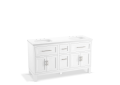 Kohler(R) K-31246-ASB-0 Quo(R) 60" Bathroom Vanity Cabinet with Sinks and Quartz Top - White