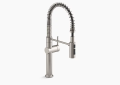 Kohler K-22973-VS Crue Single-Handle Semi-Professional Kitchen Faucet with Spring Pull-Down Spray - Vibrant Stainless