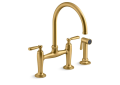 Kohler(R) K-28356-2MB Edalyn(TM) by Studio McGee Two-Hole Bridge Kitchen Sink Faucet with Side Sprayer - Vibrant Brushed Moderne Brass