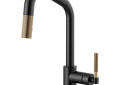 Brizo® 63063LF-BLGL Litze™ Pull-Down Kitchen Faucet, 1.8 gpm Flow Rate, Matte Black/Luxe Gold, 1 Handles, 1 Faucet Holes, Function: Traditional