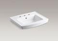 Kohler® 2358-8-0 Archer® Bathroom Sink Basin With Overflow Drain, Rectangular Shape, 4 in Faucet Hole Spacing, 24 in W x 20-1/2 in D x 7-7/8 in H, Wall Mount, Vitreous China, White