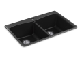 Kohler® 8185-1-CM1 Kennon® Kitchen Sink, Rectangular Shape, 1 Faucet Holes, 22 in W x 9-5/8 in H, Top/Undermount Mounting, Neoroc® Composite, Matte Black