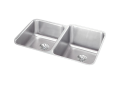 Elkay® ELUH3120LPD Lustertone™ Classic Offset Kitchen Sink, Rectangle Shape, 13-1/2 in Left, 14 in Right L x 16 in Left, 18 in Right W Bowl x 7-7/8 in Left, 9-7/8 in Right D Bowl, 31-1/4 in L x 20-1/2 in W x 9-7/8 in H, Undermount Mounting