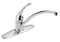 DELTA® B1310LF Foundations® Kitchen Faucet, 1.8 gpm Flow Rate, 8 in Center, Swivel Spout, Polished Chrome, 1 Handles, Import