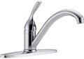 DELTA® 100-DST Classic Kitchen Faucet, 1.8 gpm Flow Rate, 8 in Center, Swivel Spout, Polished Chrome, 1 Handles