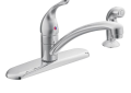 Moen® 7430 Chateau® Kitchen Faucet, 1.5 gpm Flow Rate, 7-7/8 in Center, Low-Arc Spout, Chrome, 1 Handles, Yes, Domestic