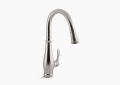 Kohler® 780-VS Cruette® Kitchen Sink Faucet, 1.8 gpm Flow Rate, Stainless Steel, 1 Handles, 1/3 Faucet Holes, Function: Traditional