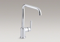 Kohler® 7507-CP Purist® Kitchen Sink Faucet, 1.8 gpm Flow Rate, High-Arc Swivel Spout, Polished Chrome, 1 Handles