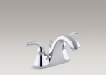 Kohler® 10270-4-CP Forte® Centerset Bathroom Sink Faucet, Polished Chrome, 2 Handles, Metal Pop-Up Drain, 1.2 gpm Flow Rate