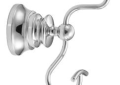 Moen® YB9803CH Robe Hook, Weymouth™, 2 Hooks, 2.4 in OAW x 4.7 in OAD x 5.39 in OAH, Import