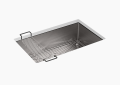 Kohler® 5409-NA Strive™ Kitchen Sink, Rectangular Shape, 27-1/4 in L x 16-9/16 in W Bowl x 9 in D Bowl, 29 in L x 18-5/16 in W x 9-5/16 in H, Undermount Mounting, Stainless Steel