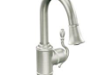 Moen® S6208CSL Pull-Down Prep Faucet, Woodmere®, Classic Stainless, 1 Handle, 1.5 gpm
