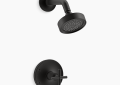 Kohler K-TS14422-3-BL Purist(R) Rite-Temp(R) Shower Trim Kit with Cross Handle, 2.5 GPM - Matte Black