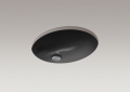 Kohler® 2209-7 Caxton® Bathroom Sink With Overflow Drain, Oval Shape, 17 in W x 14 in D x 7-1/2 in H, Undermount Mounting, Vitreous China, Black