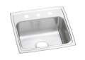 Elkay® PSR19183 Celebrity® Kitchen Sink, Brilliant Satin, Rectangle Shape, 16 in L x 11-1/2 in W Bowl x 7 in D Bowl, 3 Faucet Holes, 19 in L x 18 in W x 7-1/8 in H, Drop-In Mounting, Stainless Steel