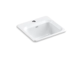 Kohler® 6579-1-0 Northland™ Bar Sink, White, Squared Shape, 9-1/4 in L x 12 in W Bowl x 7 in D Bowl, 1 Faucet Holes, 15 in L x 15 in W x 7-5/8 in D, Top Mounting, Enameled Cast Iron